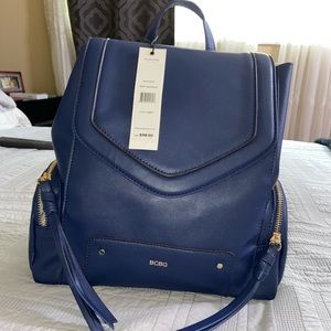 BCBG Navy Blue Leather Backpack purse